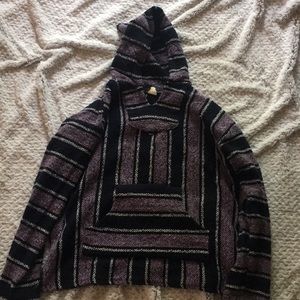 Purple and black hooded sweater